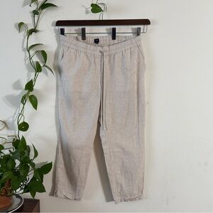 J.Crew Linen Blend Beige and Cream Pin Stripe Pull-on Drawstring Waist Pants